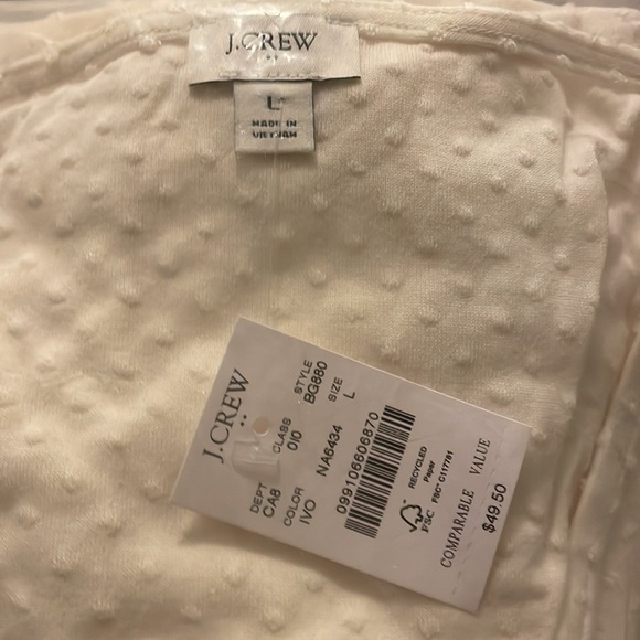 NWT J. Crew Flutter-sleeve Clip-dot Top Sz L large lg new ivory white - Picture 10 of 10